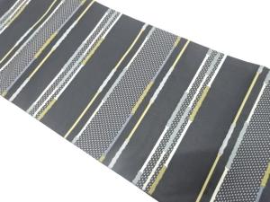 未使用品　横段に竹模様織り出し　全通袋帯